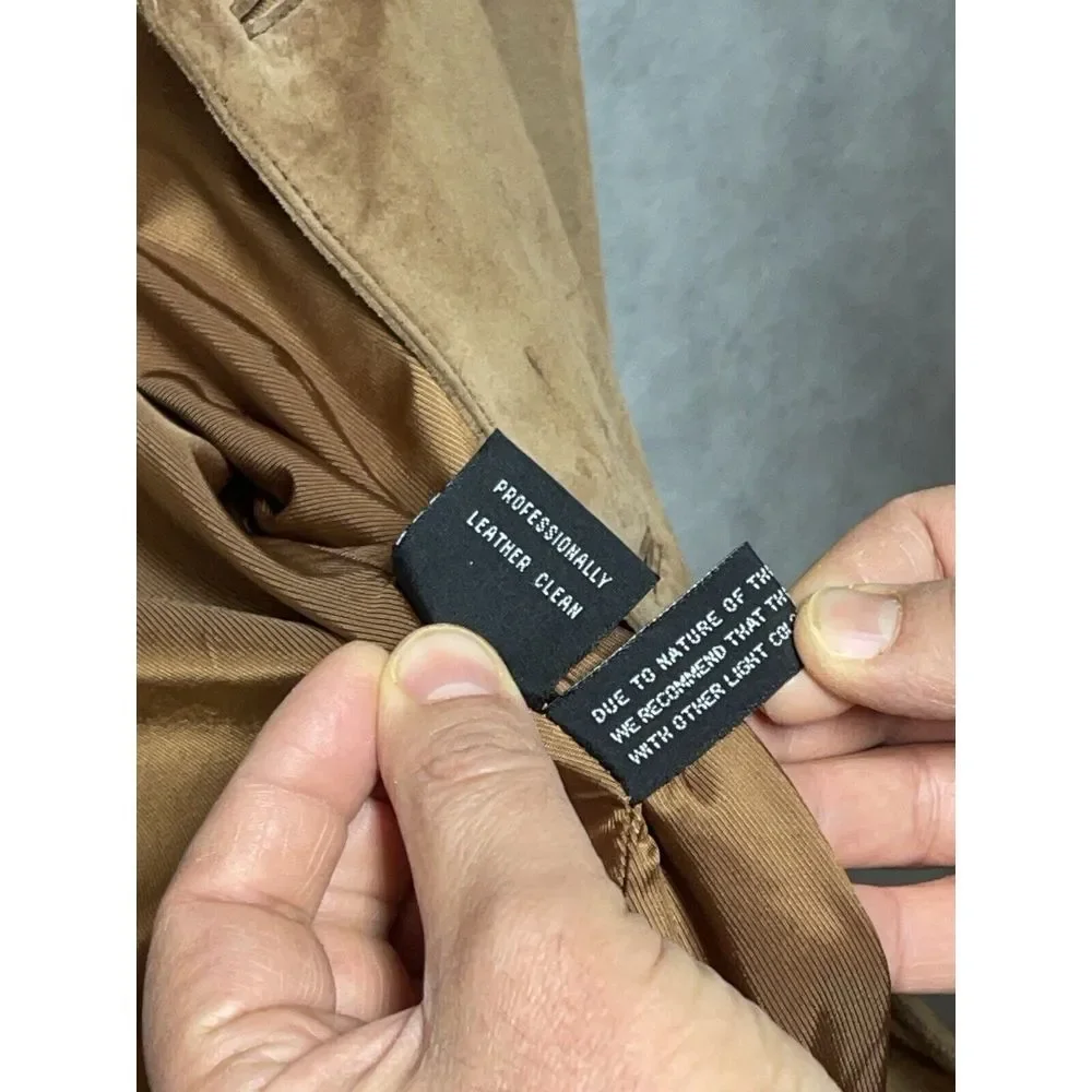 Jones New York Blazer Men 44R Camel Brown Leather Suede City Coat Jacket Outdoor